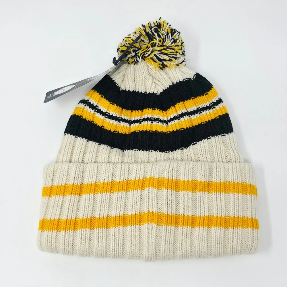 '47 Brand Pittsburgh Pirates MLB Cuff Knit Beanie Cap Hone Patch Natural Pom Hat